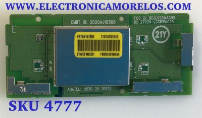 MODULO DE WIFI LG / EAT65167004 / LGSBWAC95 / 2101A281610 / ETWCFMBC01 / F8B95AE9D4AA / MODELOS OLED65C1AUB BUSYLJR / 43UL3JEP / 50UL3JEP / OLED65A1AUA  / OLED48A1PUA BUSYLJR / OLED55A1PUA DUSQLJR / OLED65C1PUB DUSQLJR / 65NANO90UPA BUSYLKR - Imagen 1